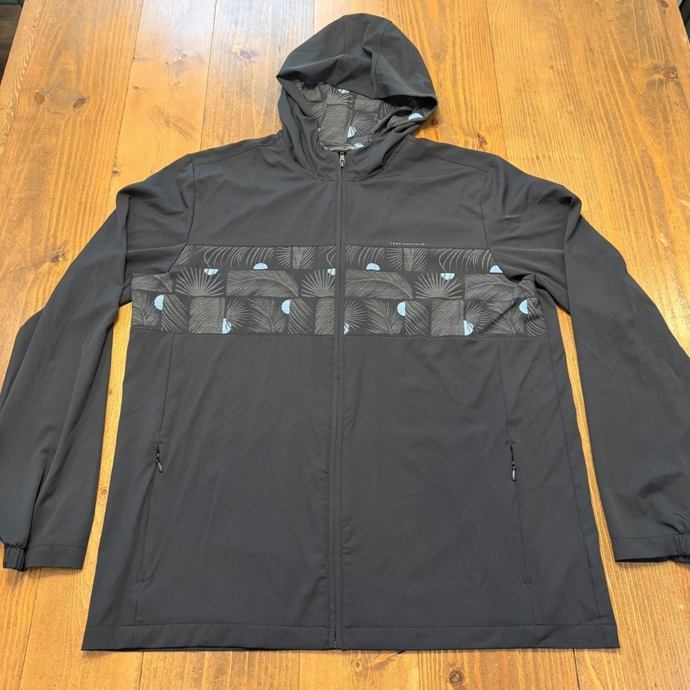Travis Mathew Tech Hoodie Golf Full Zip Jacket Black‎ Gray XL Performance